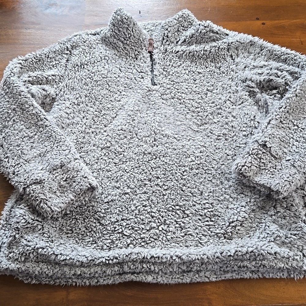 Weatherproof Gray Plush Sherpa Quarter-Zip Jacket